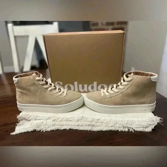 Soludos Ibiza Tan Sand High Top Sneakers Size 8.5 Suede Hipster Preppy Spring - Picture 2 of 12